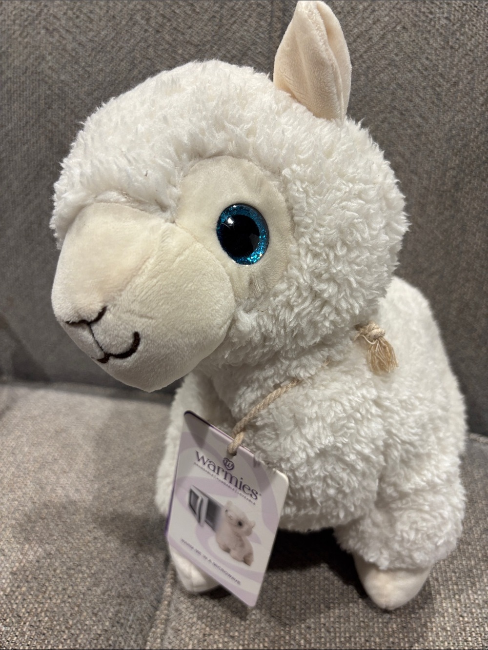 Warmies Plush Lamb in Cream with Blue Eyes